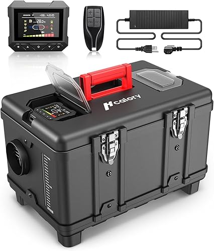 HCALORY Calentador de aire diésel de 8KW todo en uno, 110 V CA y 12 V CC, soporte con modo de altitud, tanque de combustible de 5 L, calentador de