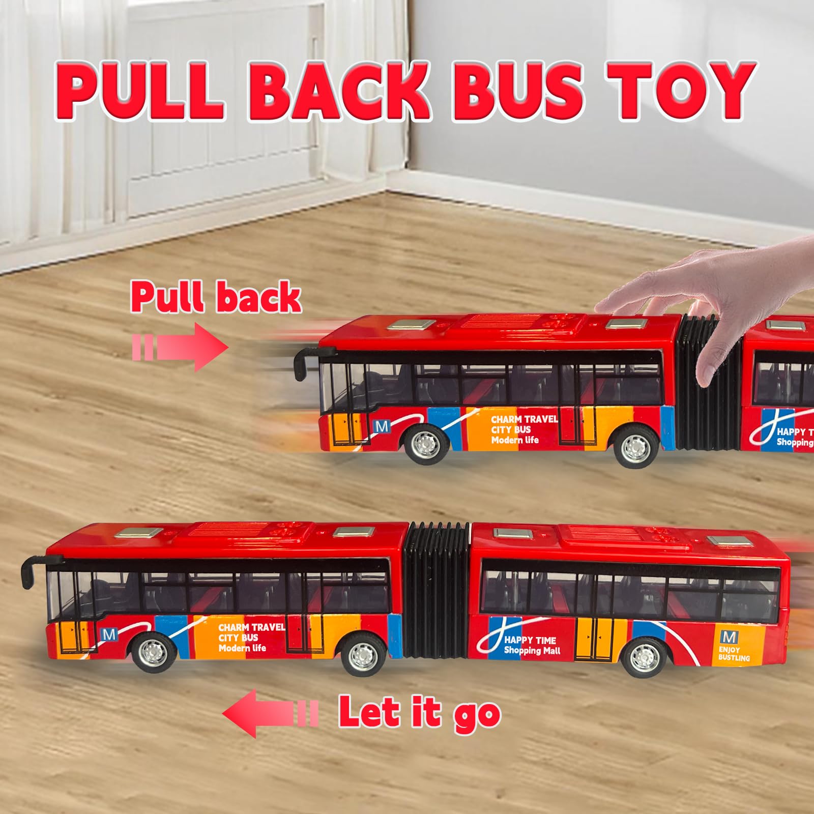 Juguete de autobús urbano para niños, escala 1:64, vehículos de metal fundido a presión, juguetes de modelo, regalo educativo, paquete de 3, autos de fricción para niños y niñas a partir de 3 3