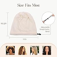 Vista 4 de 2 gorros de seda ajustables para dormir, gorro de dormir con forro de satén para mujeres y hombres, gorro de seda para el cabello holgado.