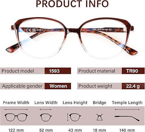 Miniatura 5 de Lentes de bloqueo de luz azul, para lectura de computadorajuegosTVteléfonos para mujer