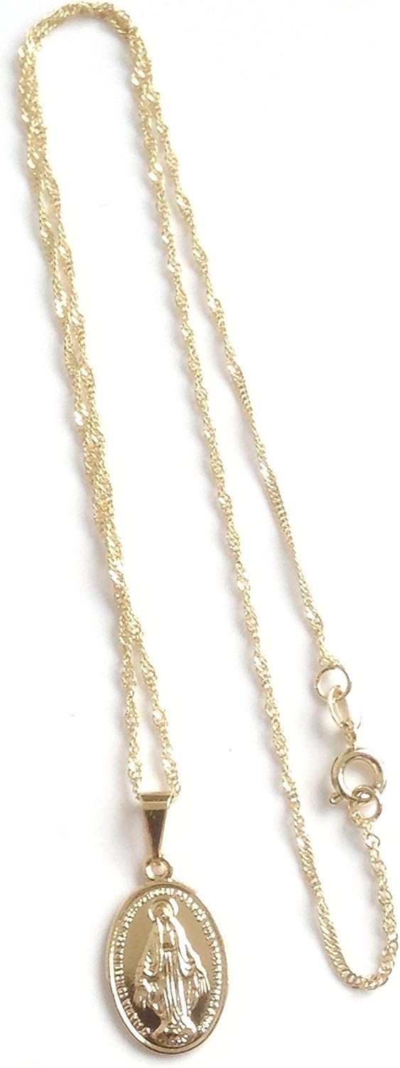 SIFRIMANIA Miraculous Medal Necklace Delicate 19.5 Inches Spiral Chain 18k Gold Plated Virgen de la Milagrosa - Image 2