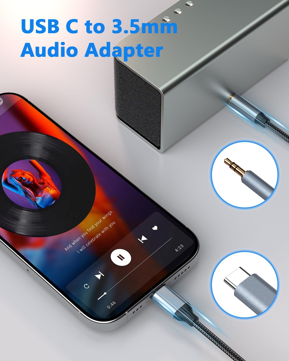 Câble USB C vers 3.5mm Jack 1.2M Adaptateur Stéréo pour iPhone 17 16 15 Samsung Galaxy S23 S22 S21 Note 20 Huawei P40 P30