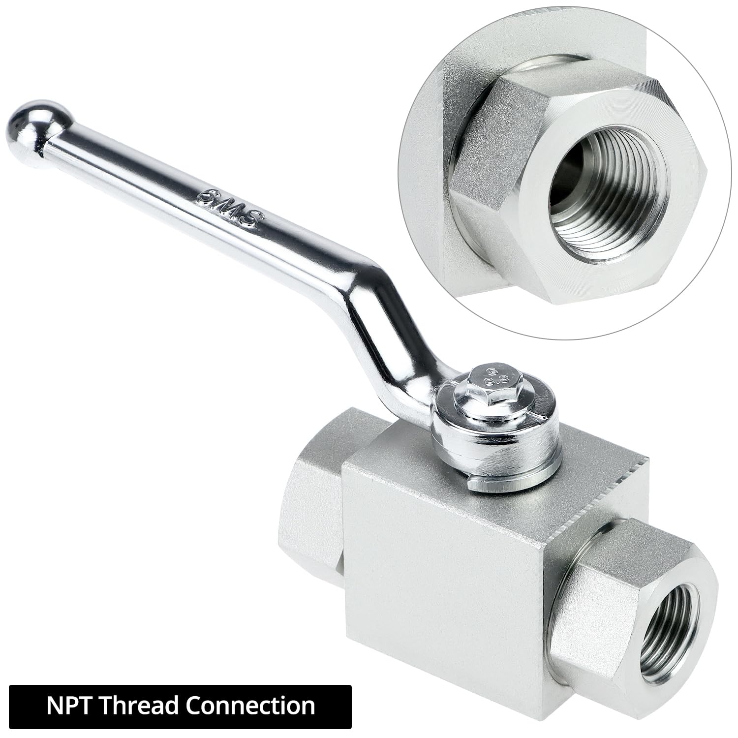 QWORK Valvola a sfera idraulica 1/2 '' NPT, 7250 PSI 2 vie valvola di intercettazione, valvola idraulica ad alta pressione