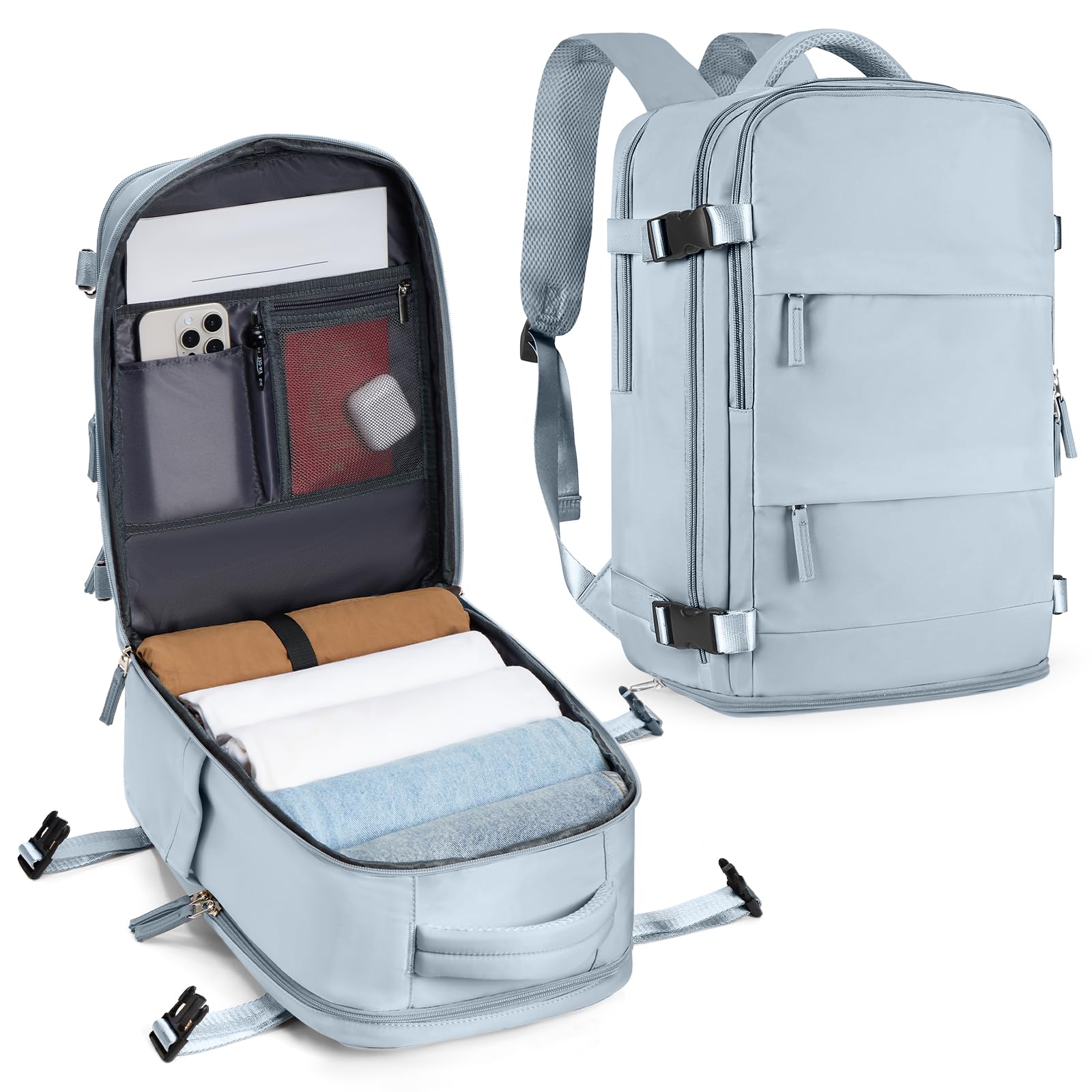 SZLX Mochila al Vacio con Bomba Equipaje de Mano 40x30x20 Ryanair Vueling Wizzair Easyjet Mochila Viaje Cabina Avion 40x20x25 Ryanair Mujer Mochila de transporte Impermeable para Computadora Portátil — view 11