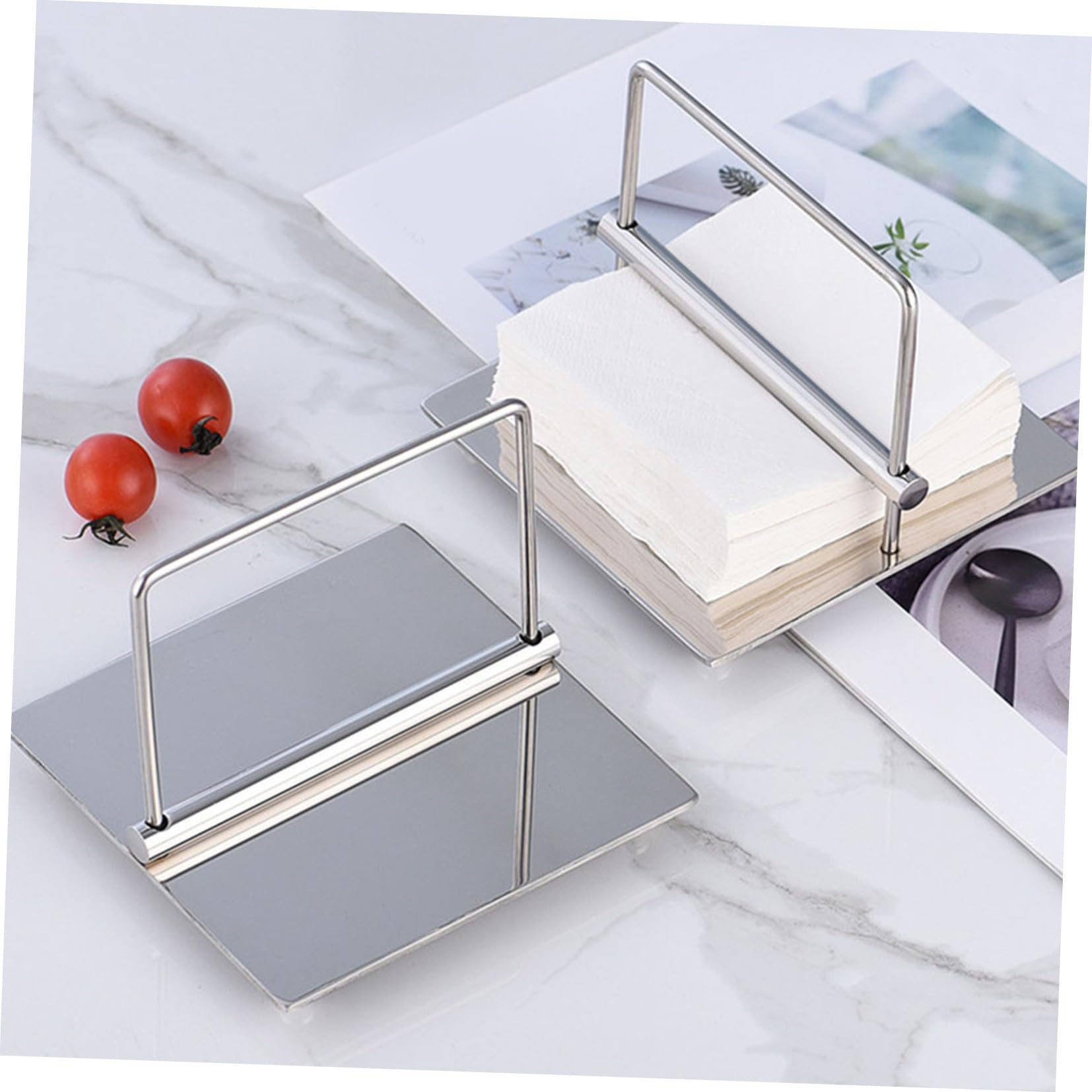 Toddmomy Soporte de Servilletas de Acero Inoxidable Moderno para Mesa Dispensador Resistente y Práctico para Hogar Hoteles y Restaurantes