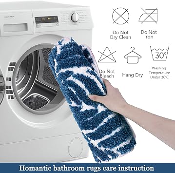 Blue Bathroom Rug - Dark Blue Bath Mat Small Tropical Leaf Bath Rugs Non Slip Washable Bathrug for Bathroom Floor, Cute Plant Bathmat Absorbent Bath Mats Botanical Home Decor 16 x 24
