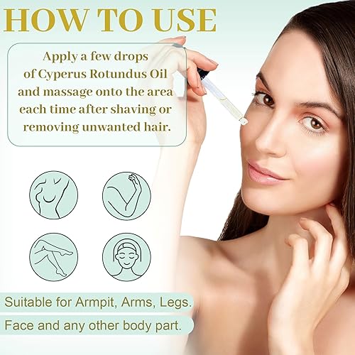 Miniatura 5 de Paquete de 3 aceites Cyperus Rotundus, aceite natural de Cyperus Rotundus para depilación, reduce el crecimiento no deseado del cabello, aceites