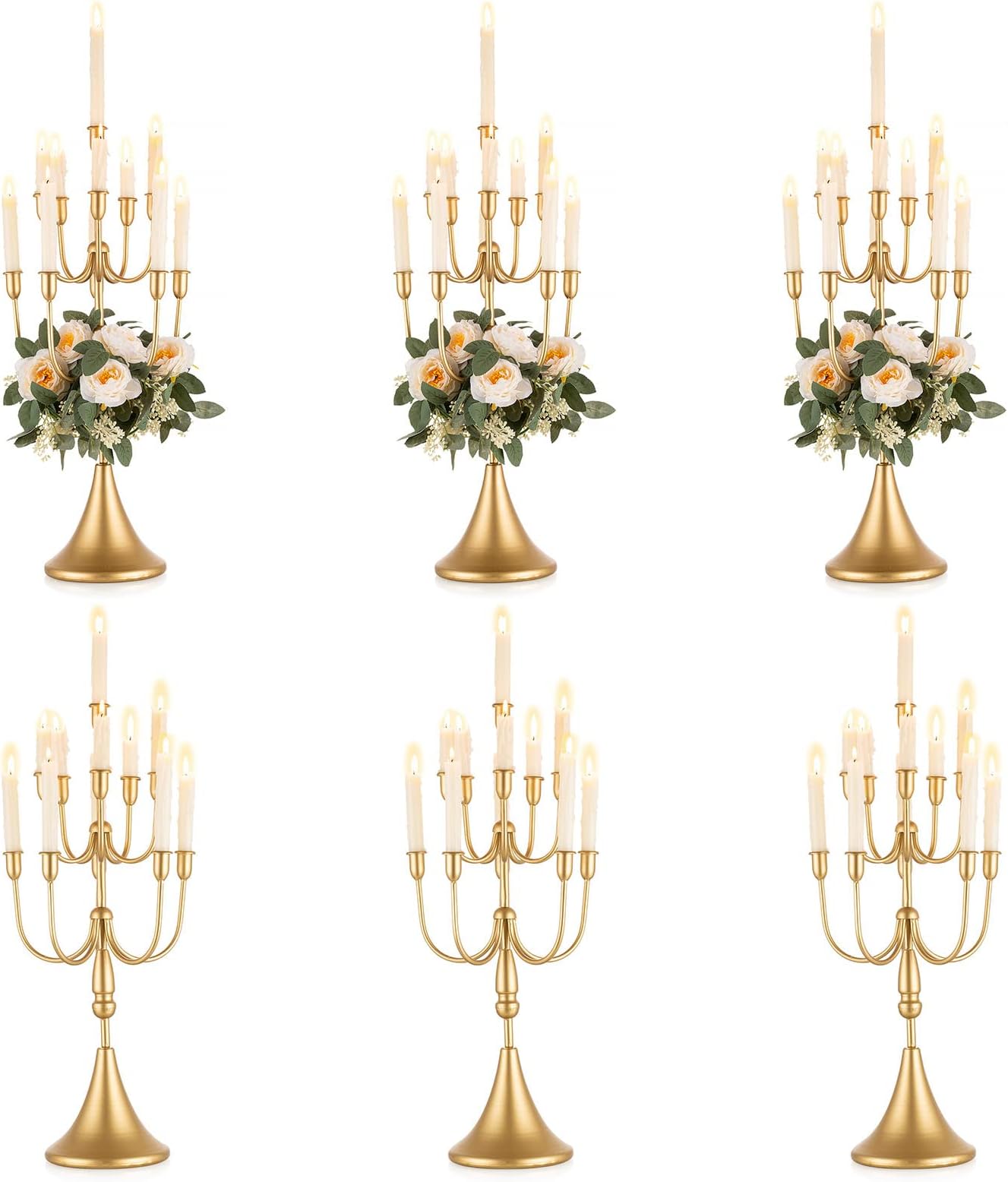Sziqiqi 27inch Candelabra Gold Wedding Centerpieces for Tables - Tall Candle Holders for Candlesticks Floral Centerpiece Stand for Events Party Ceremony Aisle Reception