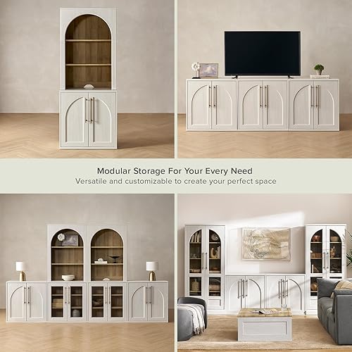 Miniatura 7 de mopio Blake - Armario de almacenamiento, pequeño aparador modular para buffet con almacenamiento, consola multimedia Credenza, para cocina,