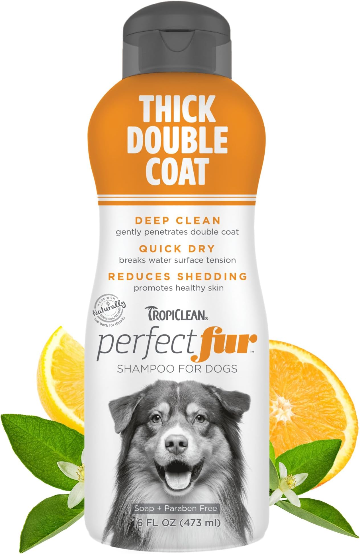 Perfect Fur Detangling and Deshedding Dog Shampoo for Breeds with Thick Double Coats, Natural Moisturizing Shampoo, Puppy Safe, 16oz.