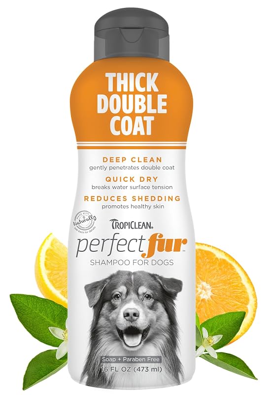Shampoo para Cães com Pelagem Dupla e Densa TropiClean Perfect Fur, Citrus, 473 mL