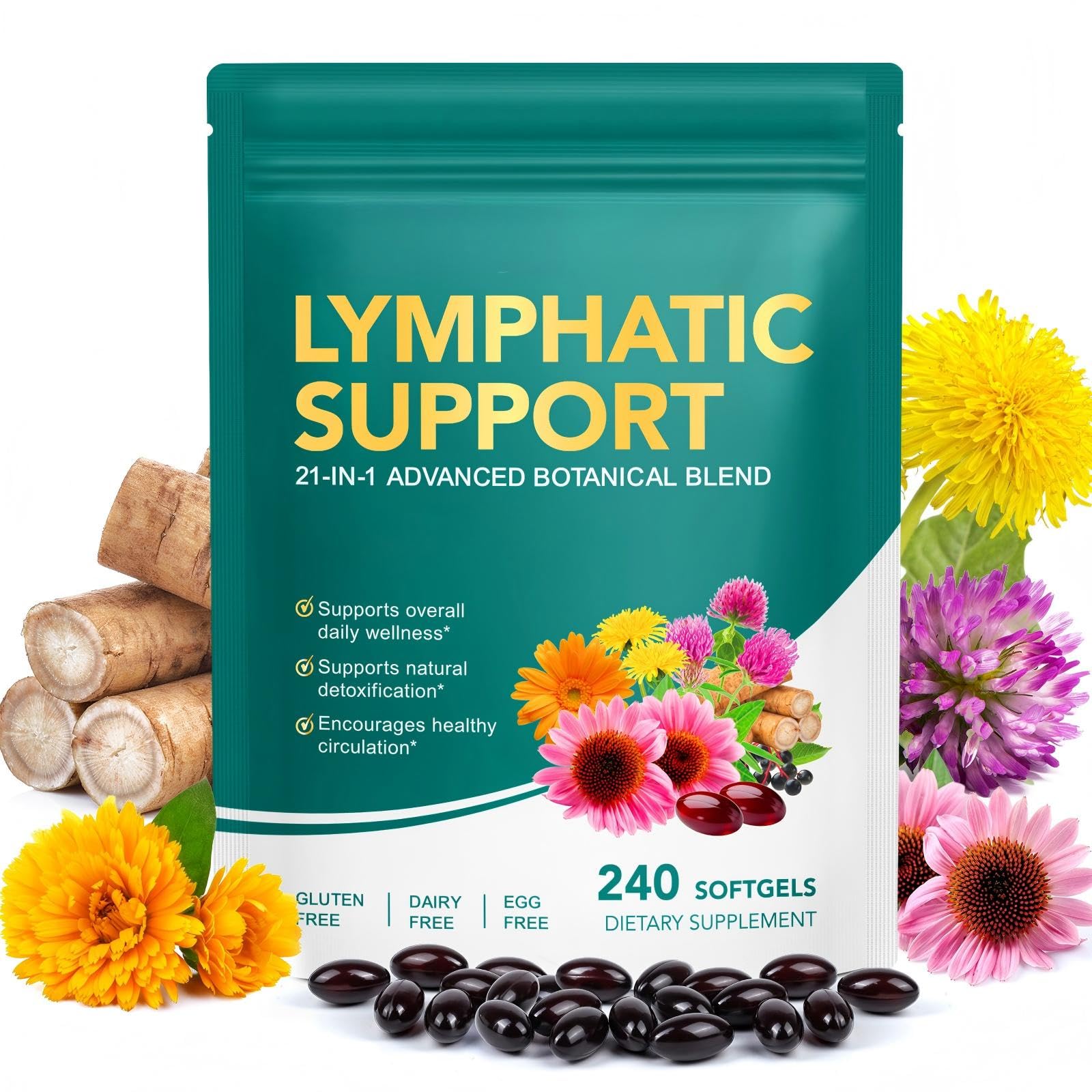 VOFANK Suplemento fitoterápico de equinácea com blend de 21 ervas, 240 softgels