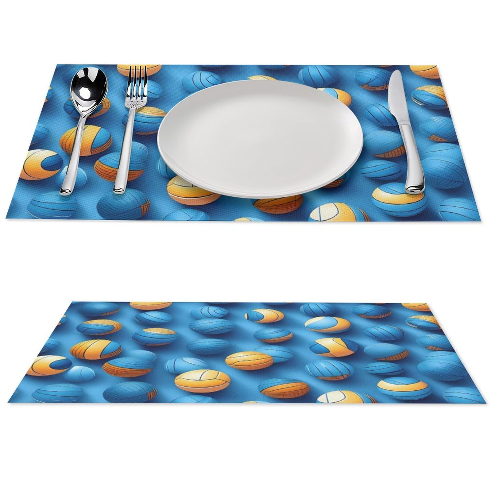 Set de table bleu lavable et thermorésistant motif volley lot de 4