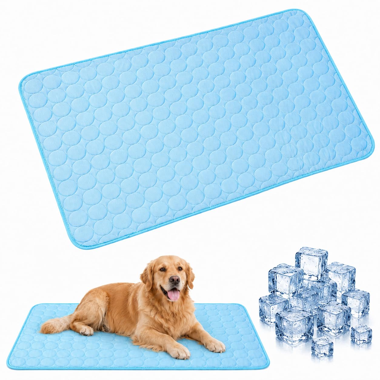 Viilich Dog Cooling Mat, 4 Sizes Self-Cooling Mat for Dogs Cats, 4-Layer Portable Pet Cooling Pad, Chew Resistant Foldable Washable Summer Cool Bed Mat for Indoor Outdoor Camping (XL-100 * 75cm)