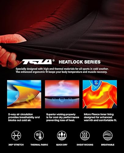 Miniatura 3 de TSLA Camisa térmica de compresión con capucha y mascarilla para hombre, de manga larga, capa base para deportes de invierno, camiseta deportiva