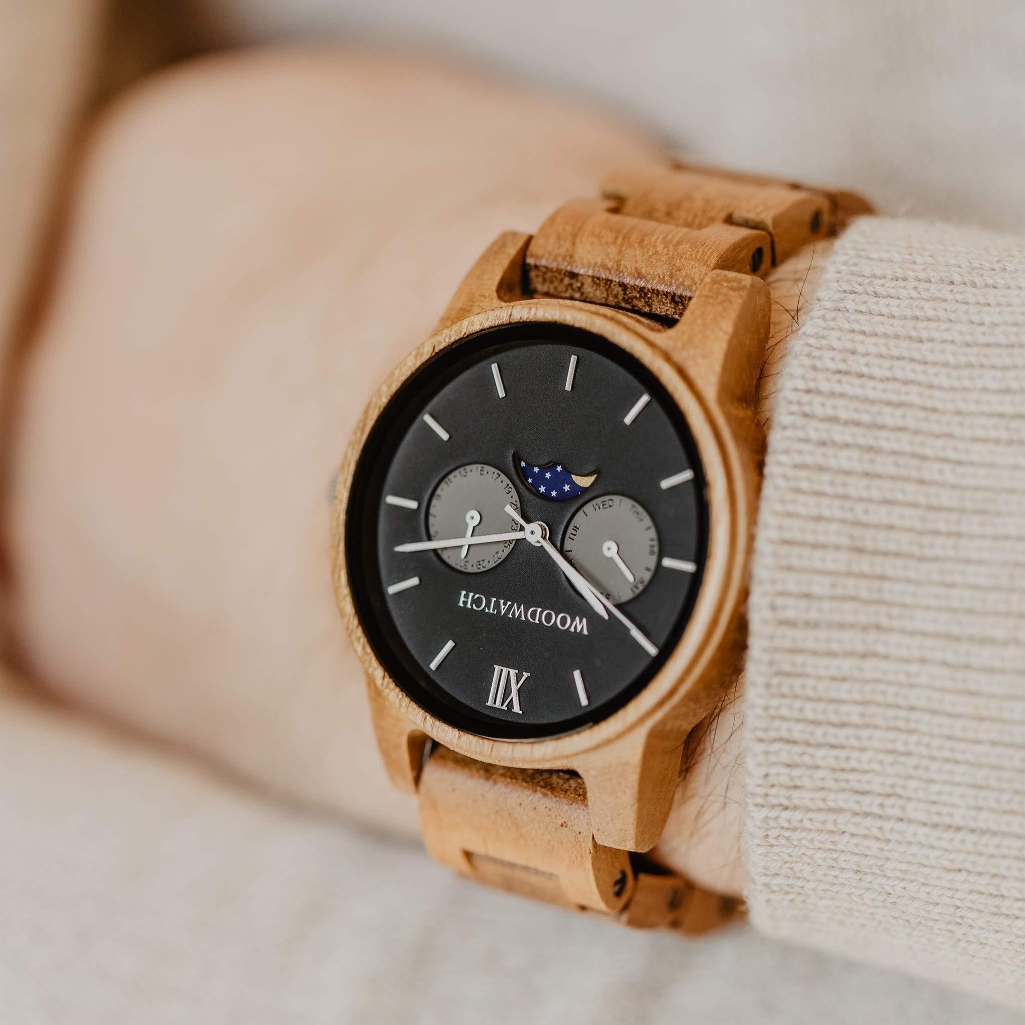 WoodWatch Maverick | Holzuhren für herren - armbanduhr holz männer Premium | Wood watch for man | umweltfreundliches Produkt, wir pflanzen 1 Baum für jede Uhr