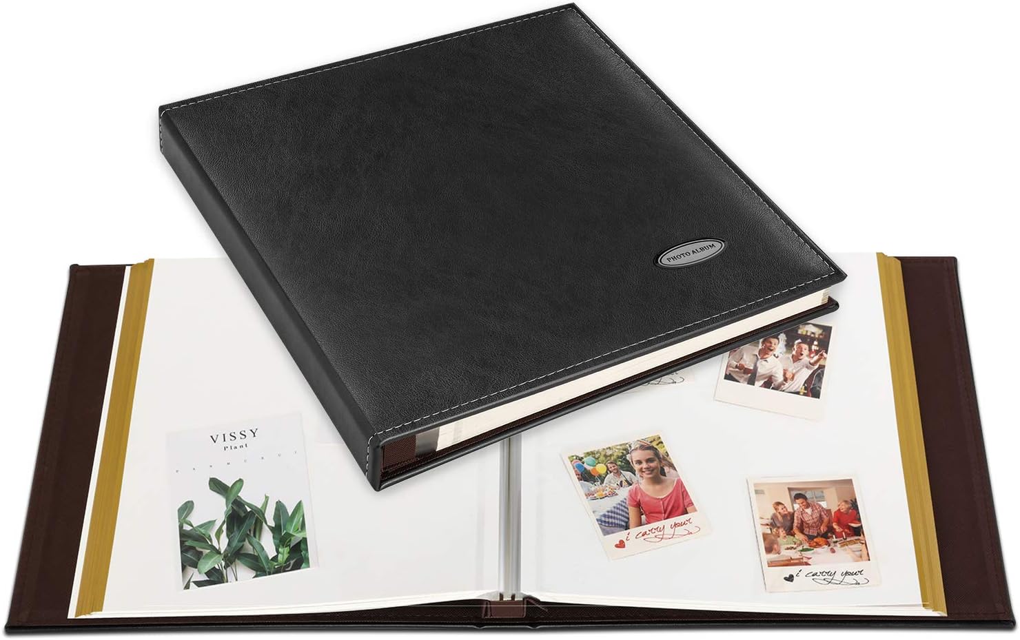 Magicfly Self-Adhesive Photo Album with Leather Cover, Self-Stick Leather Photos Album, 12. 5 X 10. 7 Inch, Hand Made DIY Albums for 3x5, 4x6, 5x7, 6x8, 8x10 Photos, (30 Sheet, 60 Pages) Black