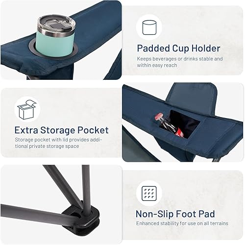 Miniatura 5 de Timber Ridge Silla de campamento plegable de gran tamaño de 550 libras para adultos, silla de exterior resistente con soporte para tazas, bolsillo