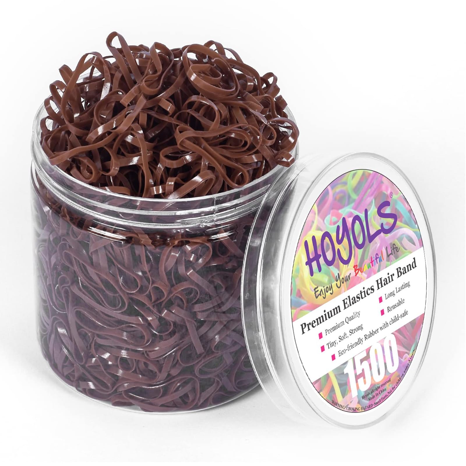 HOYOLS 1500 Pcs Brown Elastic Hair Bands – Small TPU Rubber Bands for Girls & Women, No Damage Hair Ties, Stretchy Ponytail Holders for Fine, Thin to Medium Hair (Brown) - hair accessories | Mubboo