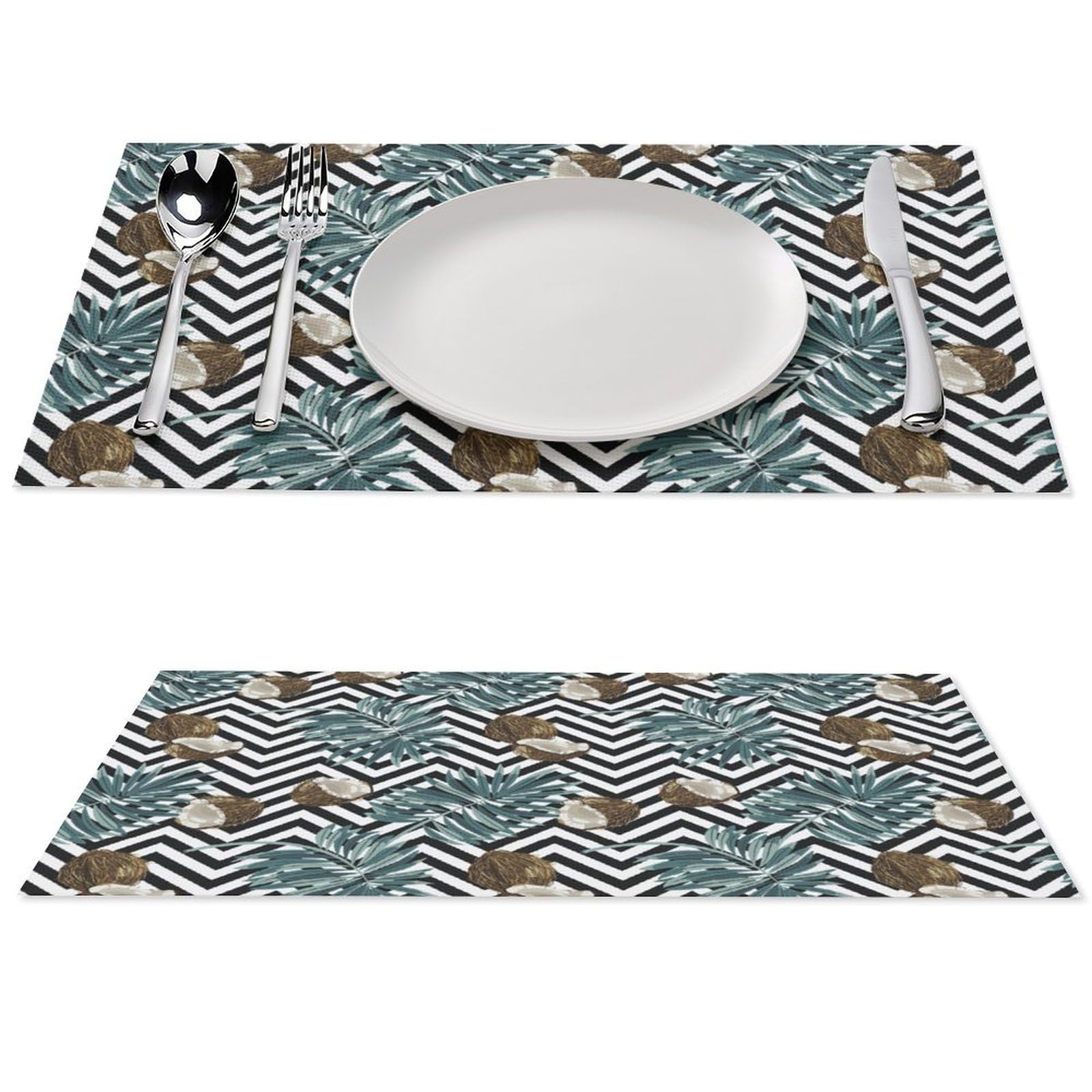 Tropical Fruit of Coconut Pattern Placemats Set of 1 PCS Washable Table Runner 18" X 12" Place Mats for Kitchen Party Dining Decoration