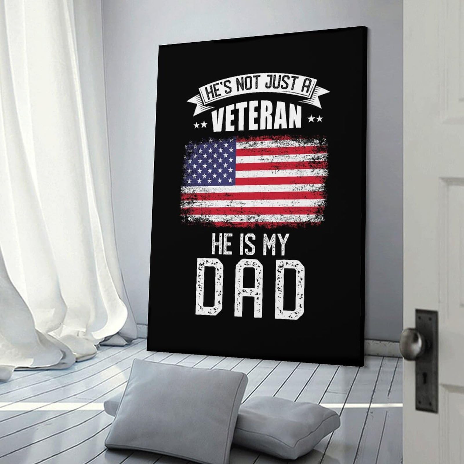 Junmoney Veteran Dad USA Canvas Wall Decor, 12x18inch(30x45cm), for Gallery Wall Decor And Room Displays, Wall Decor Suited to Curated Displays
