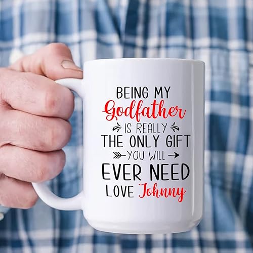 Miniatura 3 de Taza de café personalizada con texto en inglés "Being My Godfather Is Really The Only Gift You Will Ever Need con texto en inglés "Being My