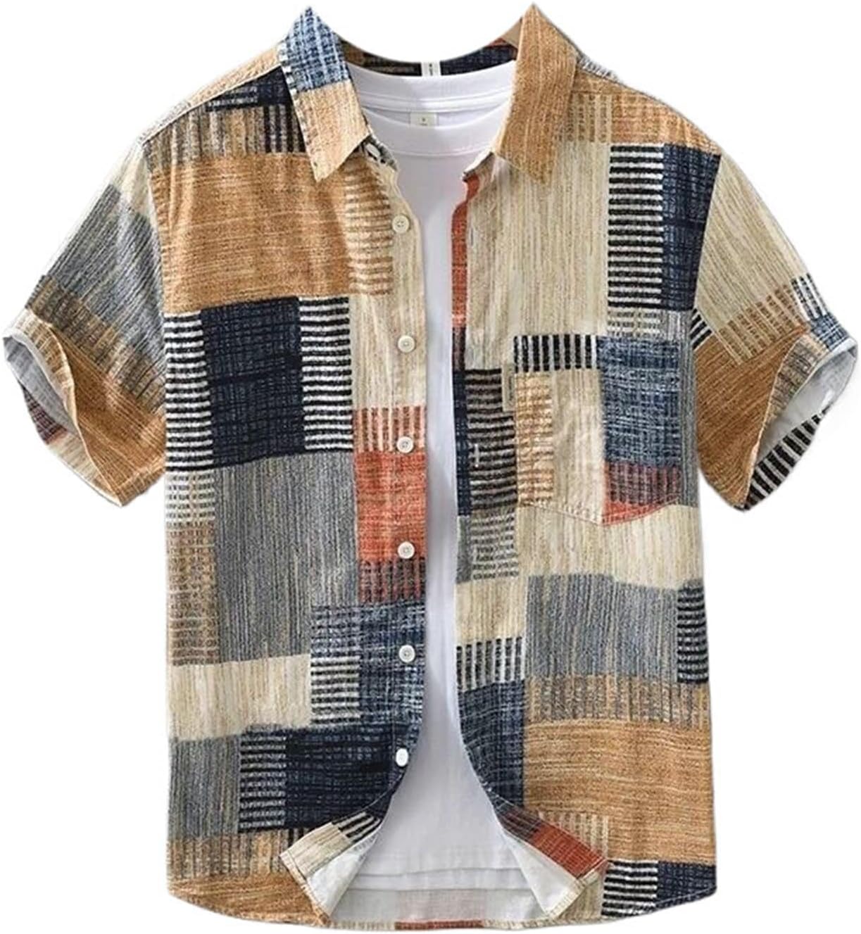 Short Sleeve Shirt for Man Casual Loose Print Shirts Summer Men