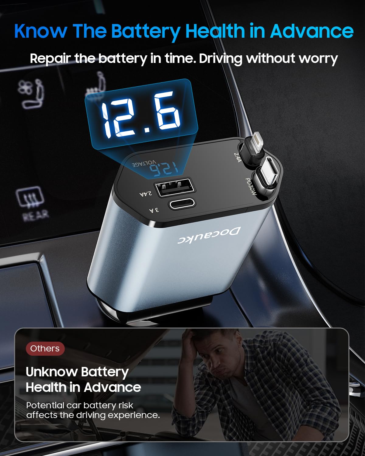 Wysuwana ładowarka samochodowa do iPhone'a 17, 69 W USB C 4 w 1, szybkie ładowanie, akcesoria do samochodów ciężarowych, adapter samochodowy, prezent dla mężczyzn i kobiet, iPhone 17 Pro Max Air 16 15