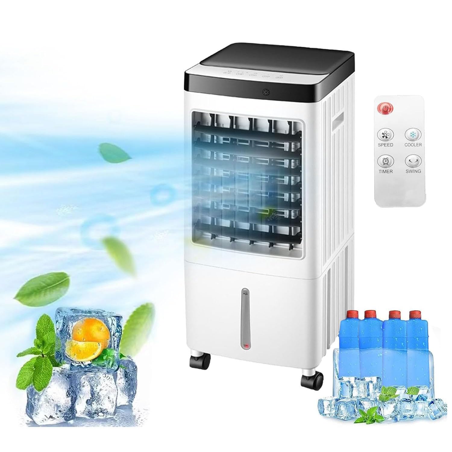 Bolivia's Evaporative Air Cooler,Touch Control Windowless Air Conditioner with 3 Speeds, Portable Air Conditioners with Remote Control, Fast Air Cooler for Home, Office (61.8× 26.5× 26cm)