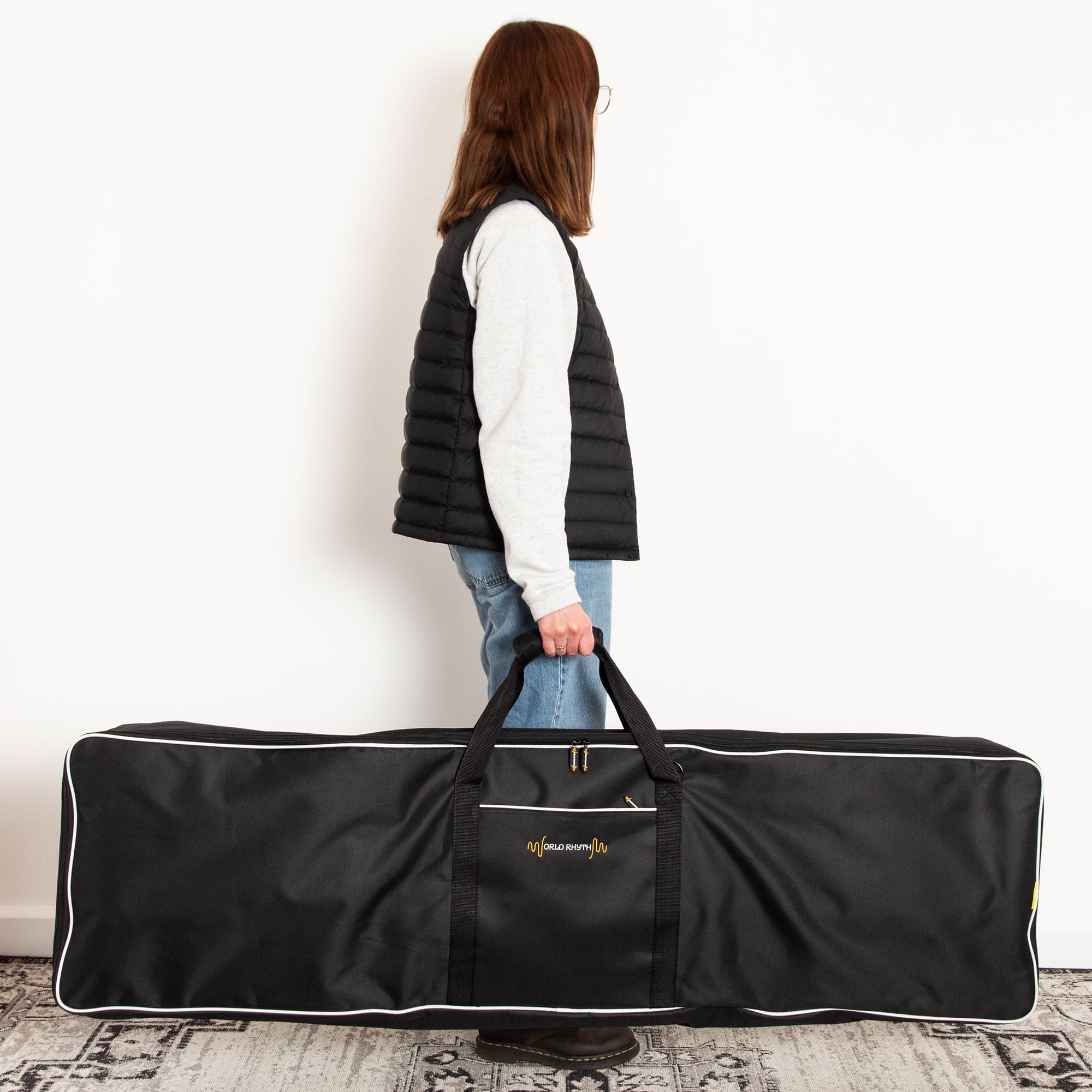 WR-107 Borsa per tastiera con tracolla - Borsa imbottita per tastiera/pianoforte digitale a 88 tasti - 1460 x 388 x 175mm
