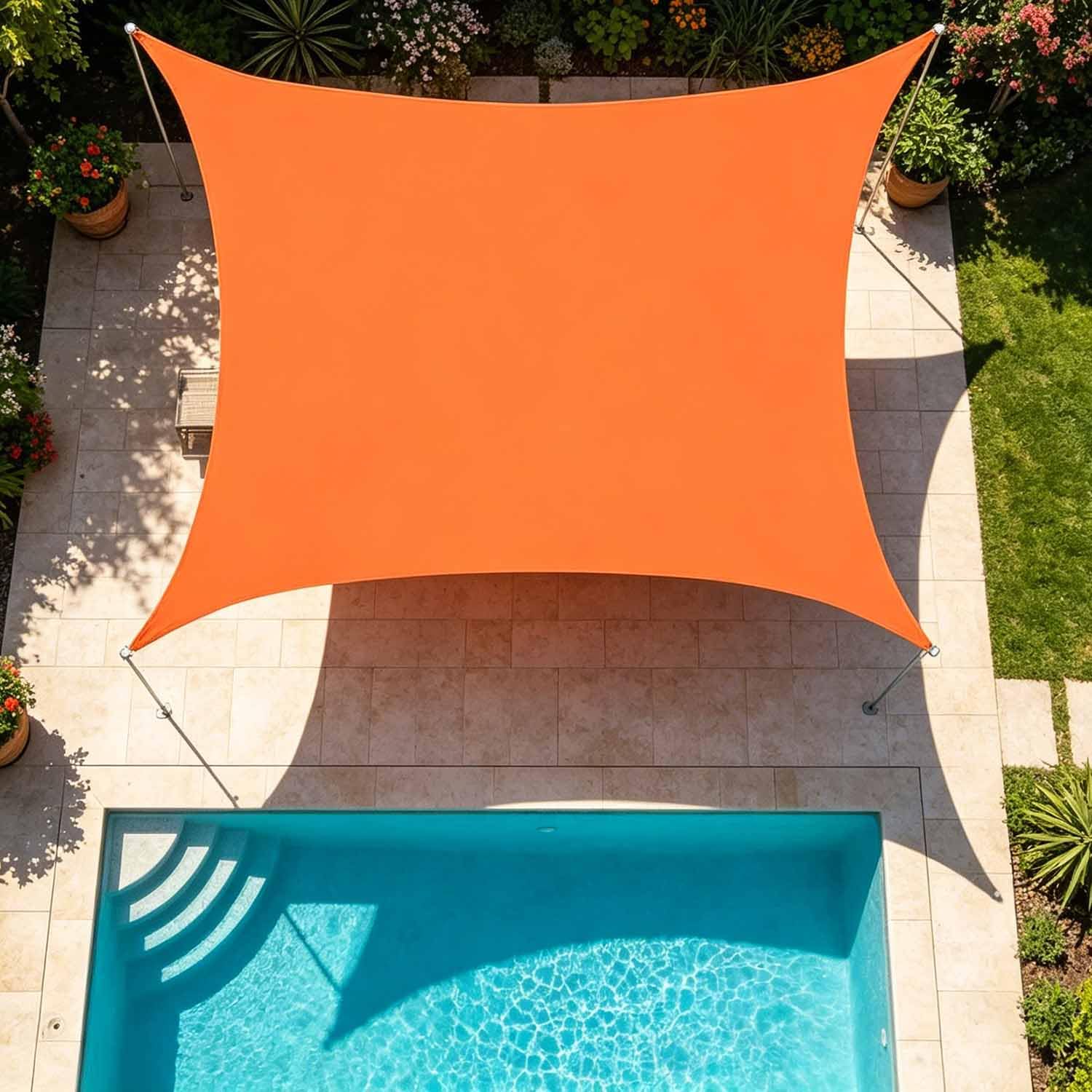 Ffsaacol Outdoor Rectangle Sail Shade, Sun Shade Sail Canopy Waterproof, Sun Shade Heavy Duty Canopy UV Block, for Backyard Patio Pergola Garden (We Make Custom Size) B, 16x16ft/5x5m