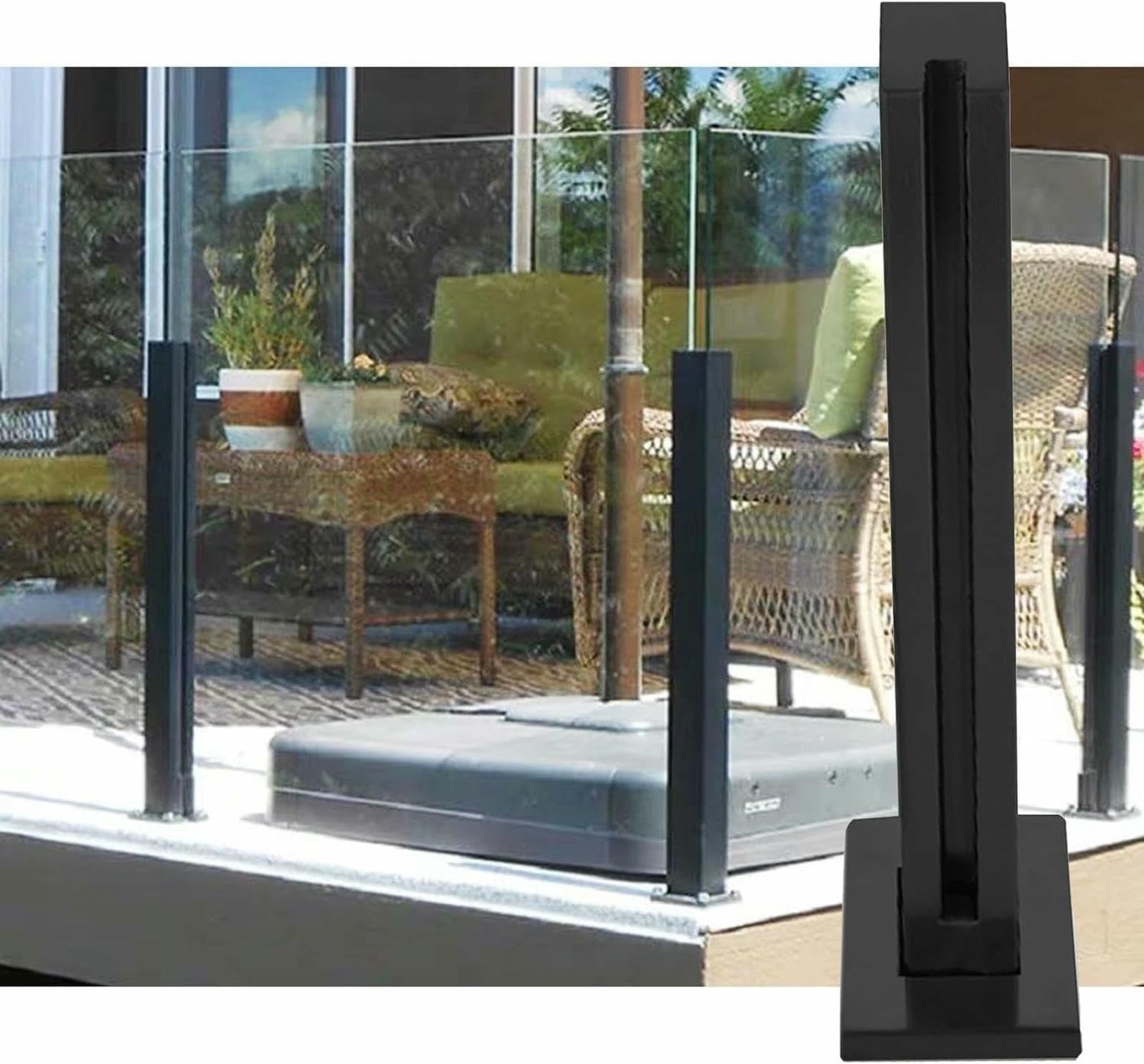 Postes de balaustre de vidrio de alta resistencia con base estable para barandillas de terraza