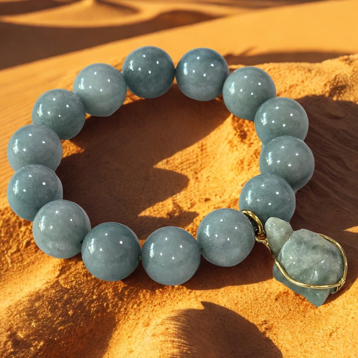 Jade Turtle Bracelet Set – Real Green Jade Lucky Charm with Velvet Gift Bag – Unique Feng Shui Spiritual for Her – Healing Crystal Jewelry for Health & Wealth.