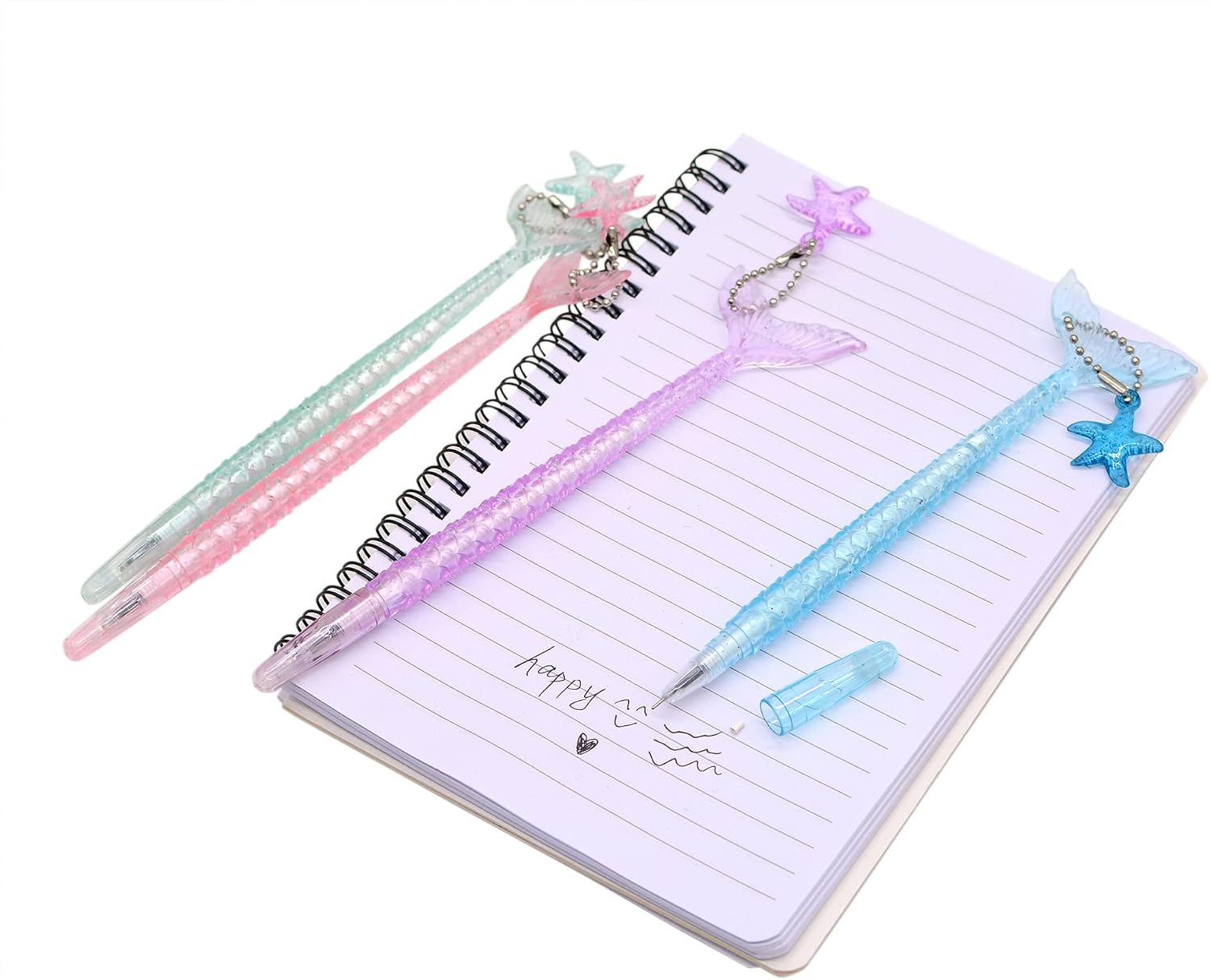 YYaaloa 12pcs Cute Mermaid Novelty Gel Ink Writing Pens 0.5 mm Black Ink Fun Kawaii Pens Bulk for Office Supplies Birthday Baby Shower Christmas Gift (12)