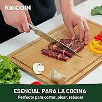 Vista 2 de Tabla de cortar de bambú para cocina, tabla de cortar de madera extra grande con ranura profunda para jugo y mango, tabla de cortar resistente