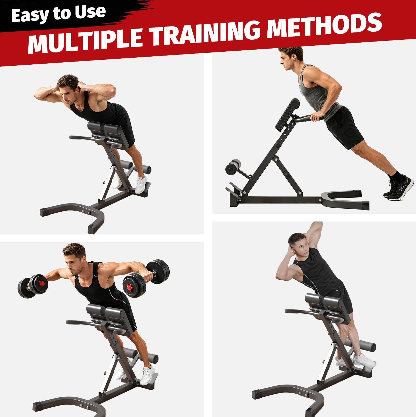 Silla romana, hiperextensión de espalda plegable, banco de hiperextensión, estirador de espalda para el hogar, banco de entrenamiento ajustable, 7 abdominales y muslos ajustables