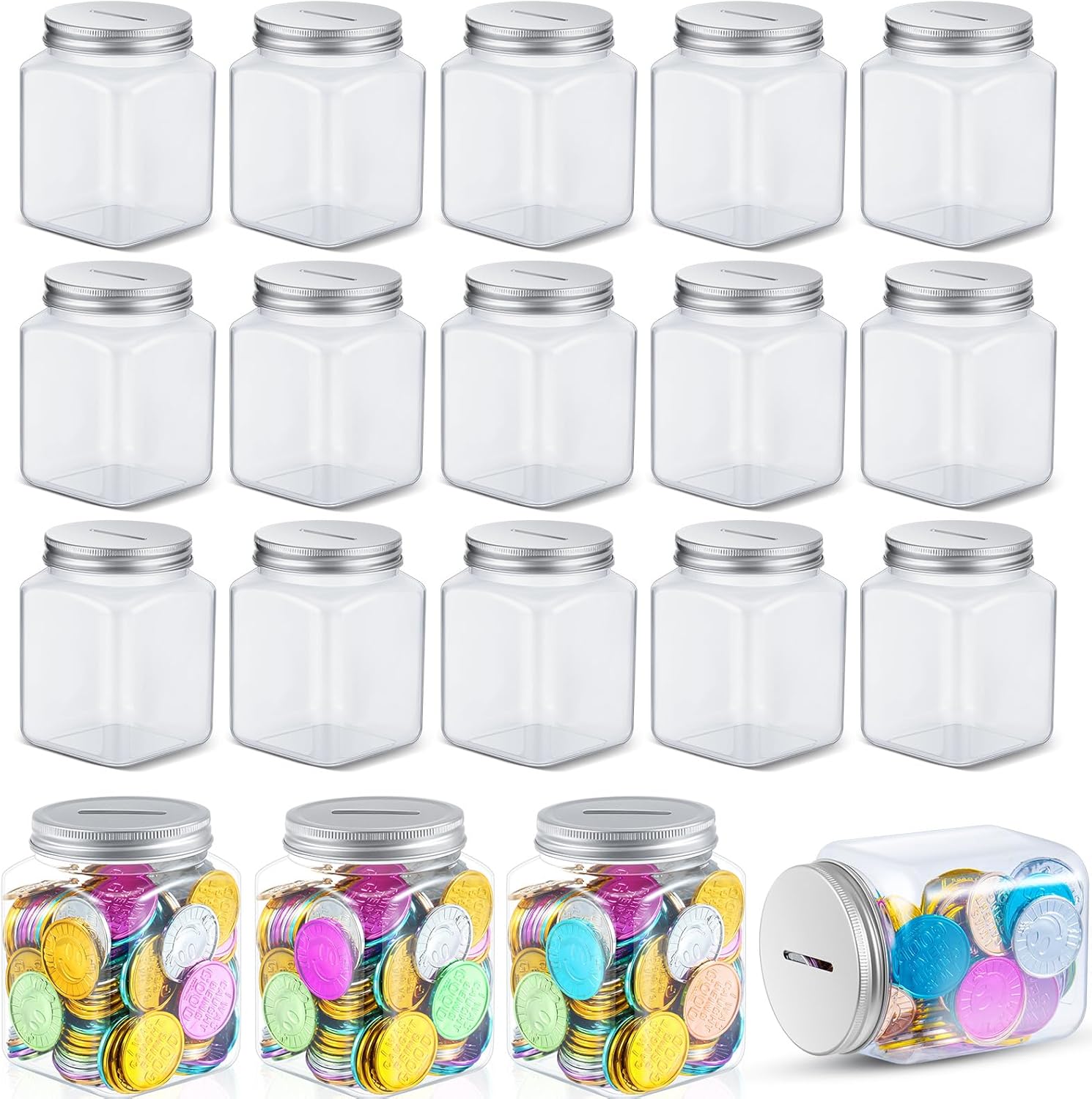 Roowest 24 Pieces Reward Jars for Kids Bulk Coin Jars for Behavior Tokens Classroom Reward System Behavior Management for Student Teacher Supplies