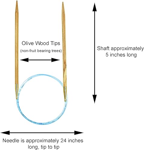 Miniatura 3 de addi Aguja circular de madera de olivo de 60 pulgadas (59.1 in) US 07 (0.177 in), ligera, cálida al tacto, puntas estándar, uniones suaves, paquete