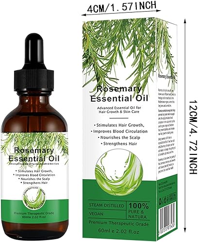 Miniatura 3 de Aceite esencial de romero para el crecimiento del cabello, aceite de romero 100% puro y natural para cejas y pestañas, aceite de romero orgánico