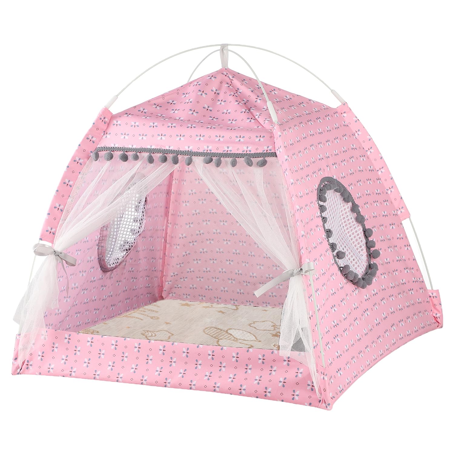 Pet Cat Tent Indoor Dog House Bed Pop Up Teepee Portable Folding Cat Small Dogs Puppy Playing Cave Travel Camping Tent Safety Shelter Villa Nest with Removable Cushion for Dog Cat Kitty