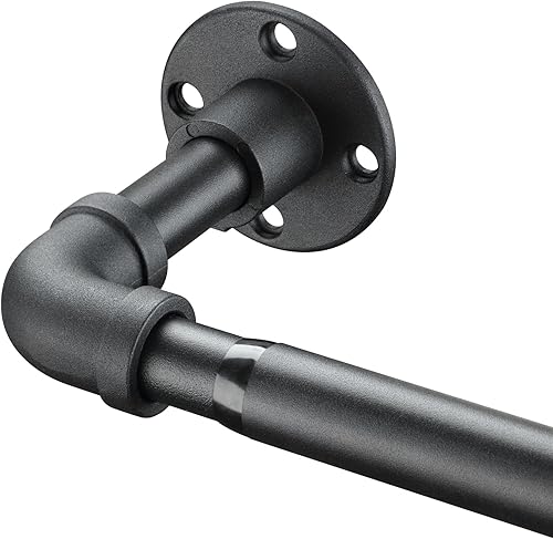 Miniatura 1 de Barras de cortina industriales, barra de cortina opaca negra para ventanas, barra de cortina envolvente de 1 pulgada, barra de cortina ajustable
