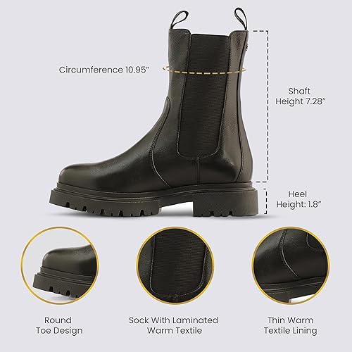 Miniatura 6 de JATAREA Womens Ankle Boots Stylish Leather Block Heel Booties, Comfortable Fit with Cushioned Insole, Easy to Wear Fashion Boots for Everyday and