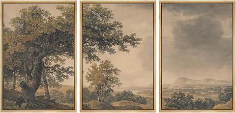 MUDECOR Framed Wall Art Print Set Vintage Landscape Rustic Tree and Mountain Vie