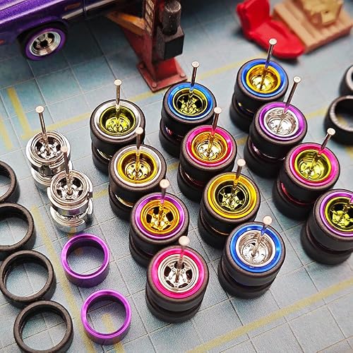 Miniatura 3 de WAVEIST Ruedas de 164 para modelos de coches con radios plateados galvanizados con piezas de repuesto de llantas de metal verde galvanizado para