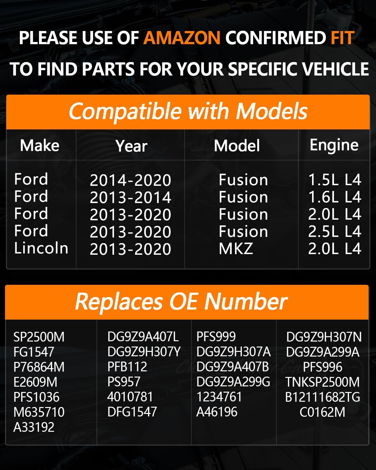 OKLPF Eletric Fuel Pump Assembly Compatible with 2013-2014 Ford Fusion 1.6L L4,2014-2020 Ford Fusion 1.5L L4，2013-2020 Ford Fusion Lincoln MKZ 2.0L L4,Replaces E2609M SP2500M