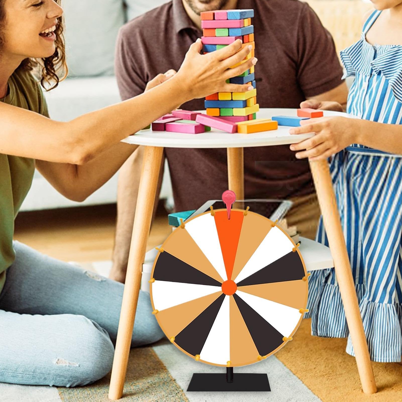 Spinnrad für Auszeichnungen, Belohnungsrad, buntes Roulette | Rad für Auszeichnungen – Tisch-Preisrad mit Ständer für Party Messe Karneval 10/15 Slots