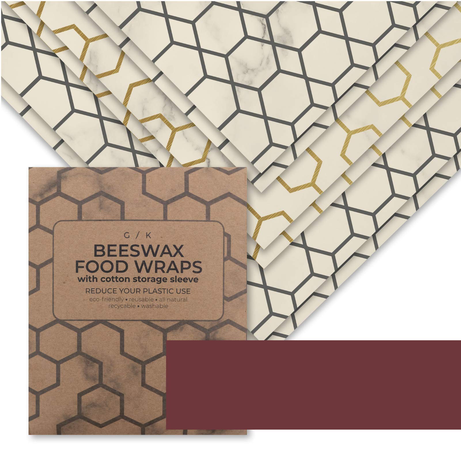 Beeswax Food Wrap - Reusable Beeswax Wrap - Eco Friendly Kitchen Wraps Replacement. Eco Friendly Gifts. 100% Organic Cotton, All Natural Food Grade Wax and Cloth. (6)