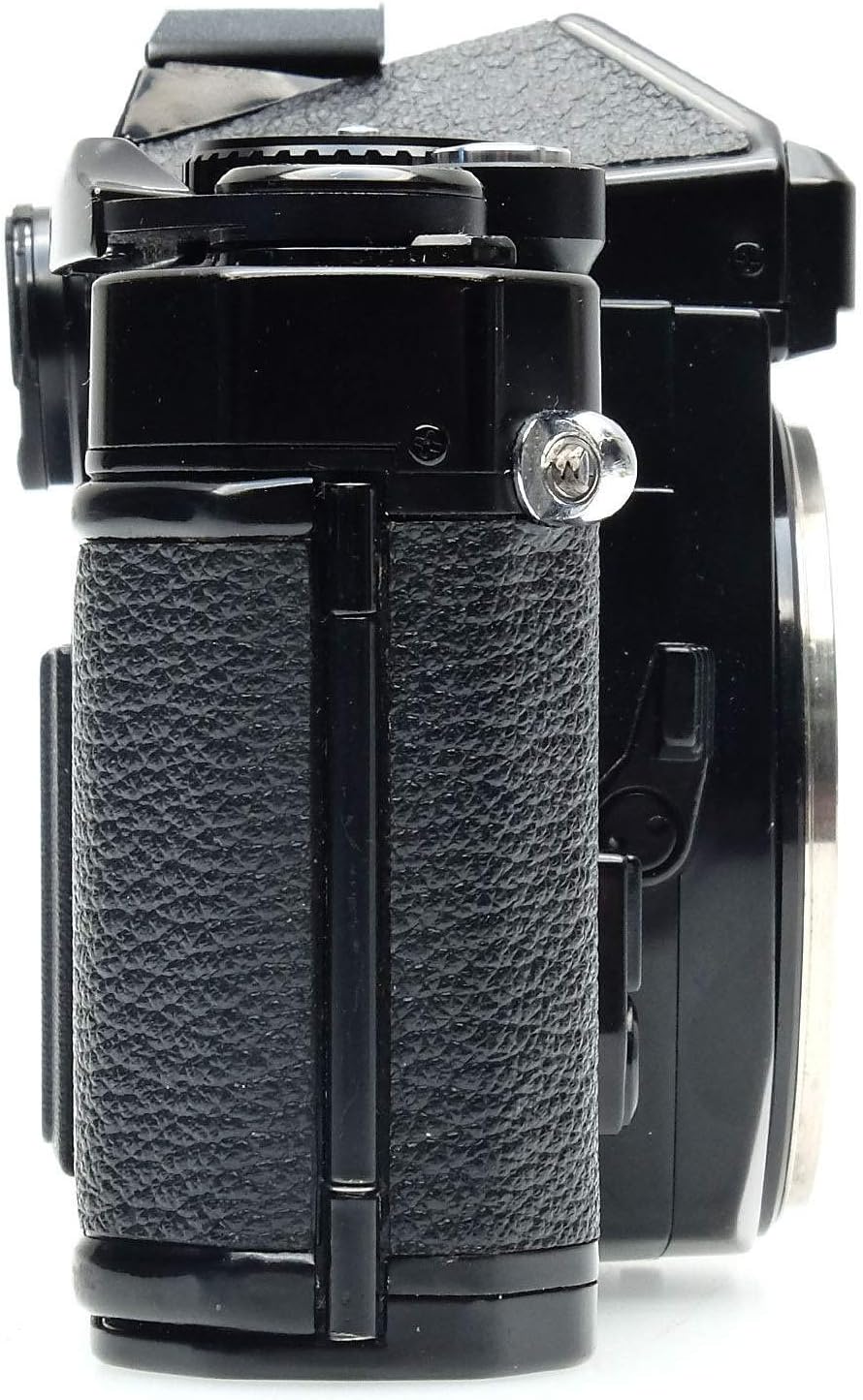 Nikon FE2 film SLR camera with black body; no lens