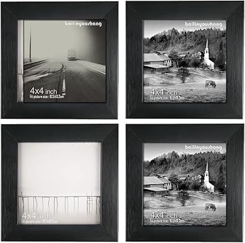 4x4 inch Black Picture Frames, Photo Collage Frame, Smartphone Instagram Frame Collection.4 Inch Square Small Picture Frames Black, 4x4 inch set of 4