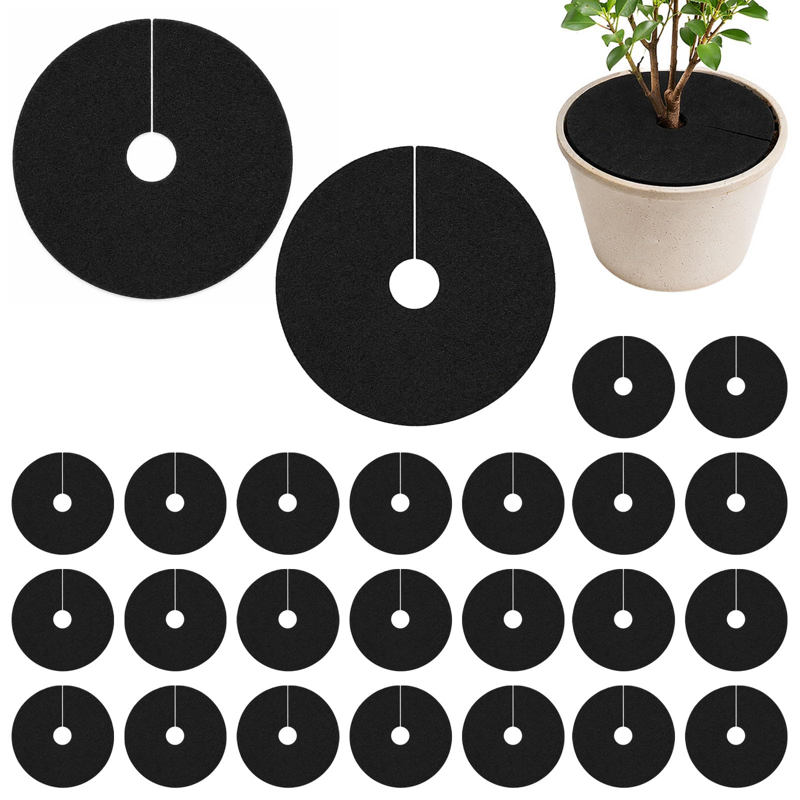 Msjuwek 25 PCS Cabbage Collars for Plant Protection, Premium Slug Collars for Plants, Brassica Collars for Weed Control, 15 cm Diameter Mulch Rings for Garden Beds and Potted Plants